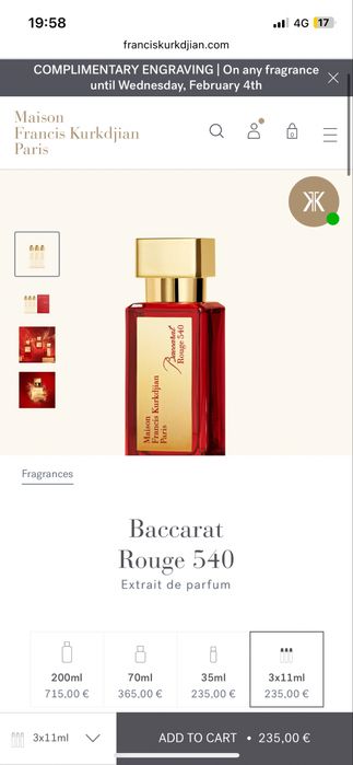 Jo Malone dark amber  Narciso Maison francis kurkdjian baccarat rouge