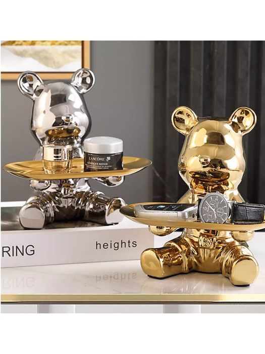 Статуэтка интерьерная копилка медведь с подносом