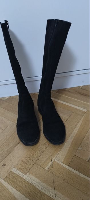 Cizme lungi piele întoarsă cu fermoar,38