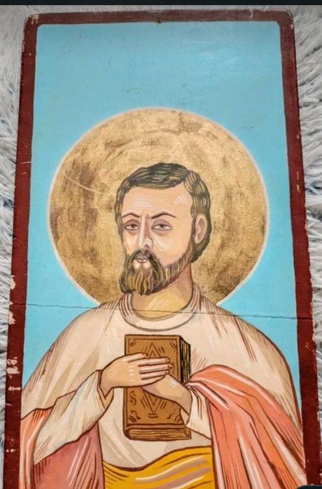 Icoană veche sfințită Sfântul Pantelimon cromolitografie piesă rară