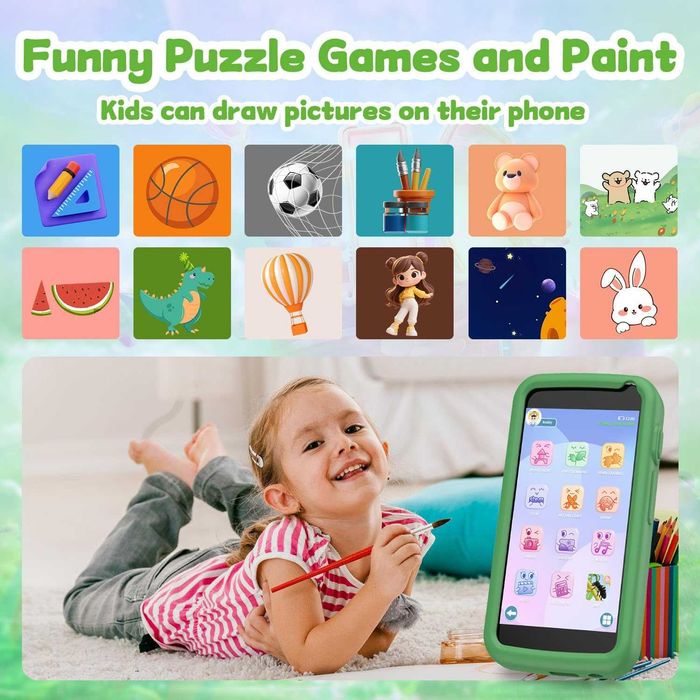 Детски играчка смартфон, телефон за игра за малки деца за момчета, фалшив телефон с динозавър