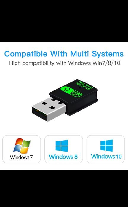 USB адаптер, WiFi Bluetooth, 2.4 / 5 Ghz, 600 Mbps, за компютър / лапт