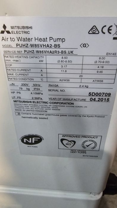 Mitsubishi ecodan 8,5kw термопомпа, пълен комплект с FTC