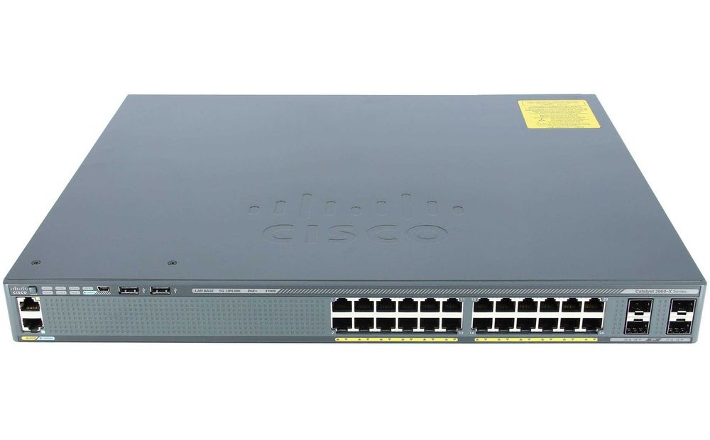 WS-C2960X-24PS-L, Cisco Catalyst 2960-X Switch, 24xPoE+ 370W/4x1G SFP/LAN Base