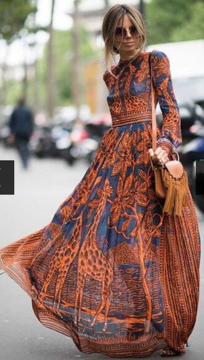 Boho рокля с принт на жирафи