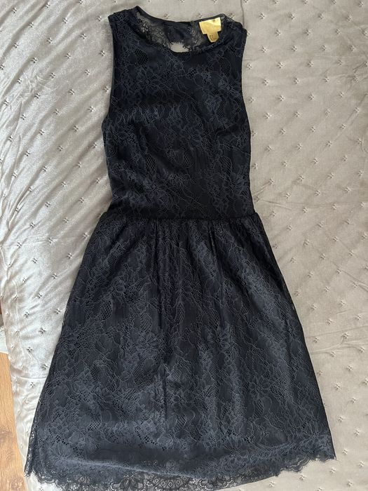 Черна дантелена рокля с гол гръб H&M XS