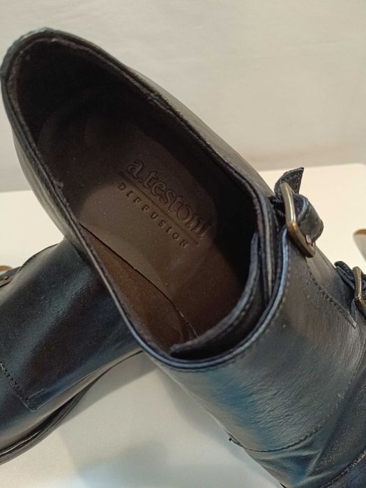 Pantofi monk de lux 40 40.5 lucrati manual Amedeo Testoni NOI piele