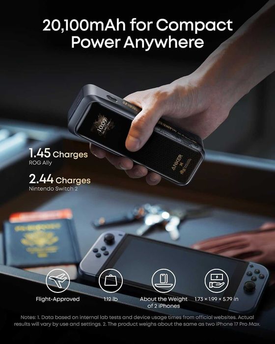 Anker Prime Powerbank 20100mAh, Black Myth: Wukong Edition, 220W обща мощност, външна USB батерия