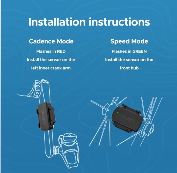 Senzor viteza și cadenta 2 in 1 Geoid ciclism bicicleta cursiera mtb pedalier Strava Ipx66 Bluetooth