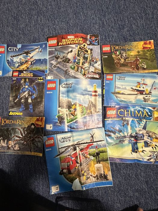 LEGO lot mare piese + instrucțiuni originale LOTR, Batman, Marvel, City – diverse seturi