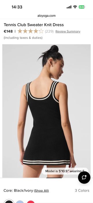 Alo yoga tennis club sweater knit dress S  .    OLX.bg