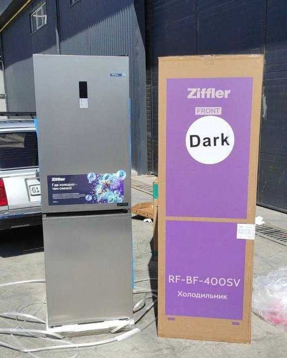 Холодильник Ziffler RFBF400SV Dark No Frost Inverter 409L Silver