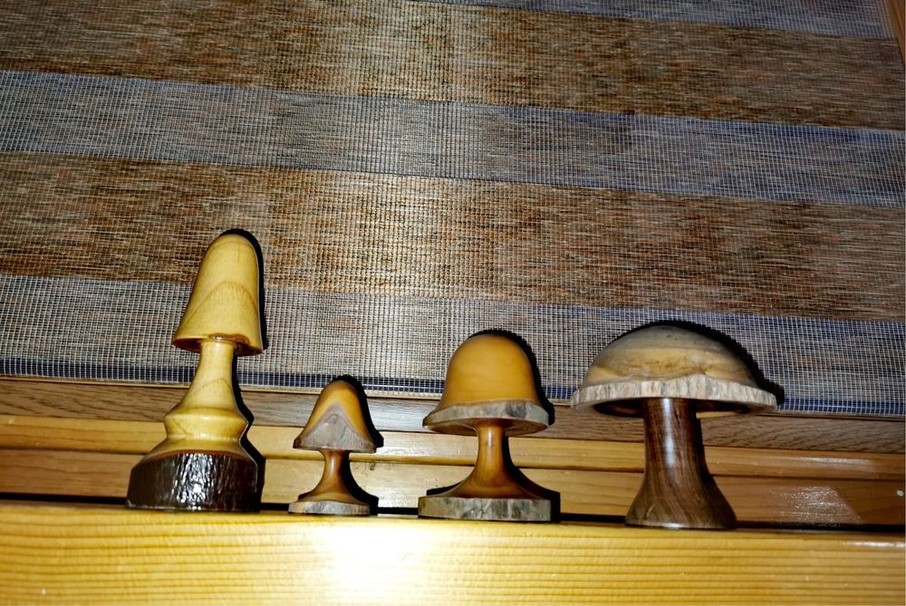 Гъби дърво Ръчно стругован дървен декор гъби - Sapele Wood 4 бр.