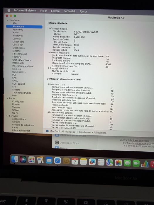 Schimb/Vand Apple MacBook AIR 13 2019, A1932, Intel Core i5 1.6 GHz, 8 Gb RAM, SSD 256 Gb, cu doar 125 Cicluri Incarcare Ca Nou !
