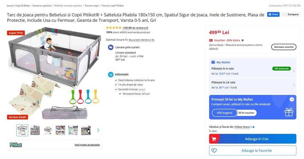 Tarc de Joaca pentru Bebelusi si Copii Pitikot