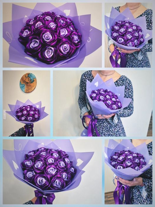 Букет от сатенени рози