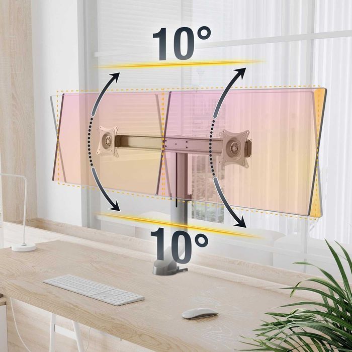 RICOO TS3811 Регулируема накланяща се стойка за маса с 2 екрана 17-27