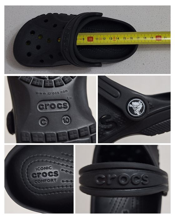 Saboți CROCS Kids Baya Clog C10, sandale papuci flip-flop negre, Nr. 27-28 EU (17 cm) unisex