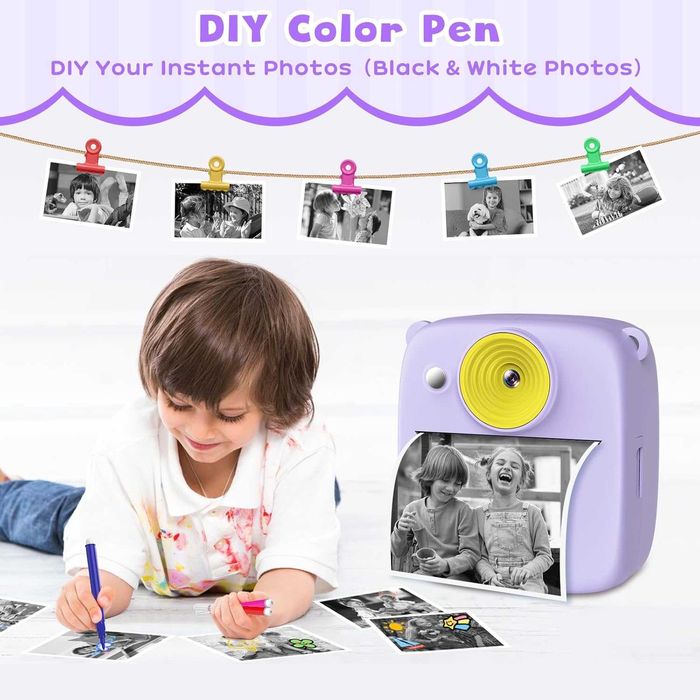 Детски фотоапарат с принтер за моментални снимки Gofunly