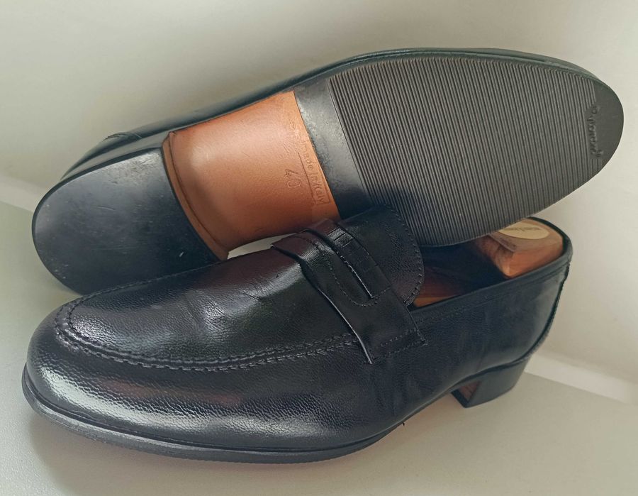 Pantofi loafer de lux 39.5 40 lucrati manual VARESE piele nat. Vibram