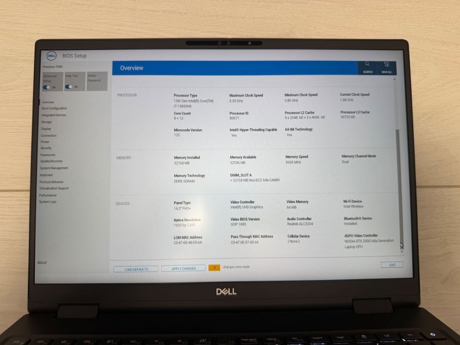 Dell Workstation Precision 7680 i7 13TH 1TB SSD 32GB RAM RTX ADA 2000