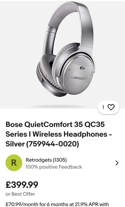 Bose Quiet Comfort 35 QC 35 Wireless Headphones Silver