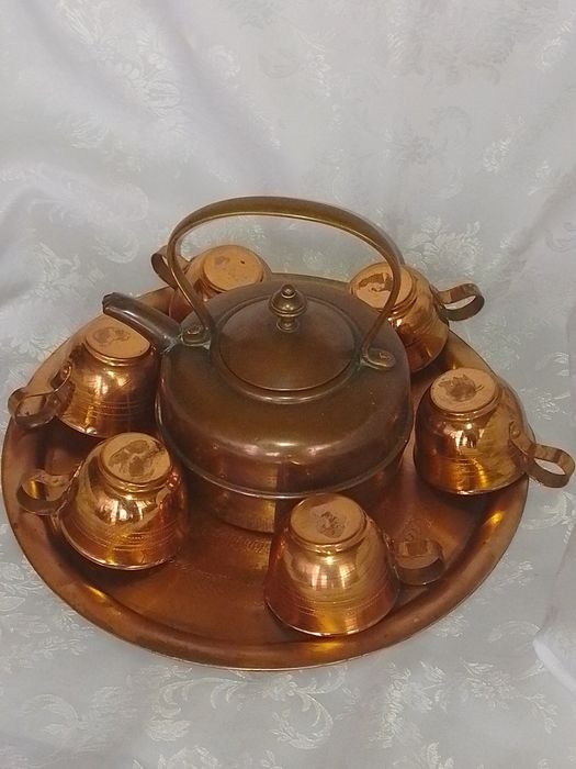 Стари Медни  Съдове за - Чай, Кафе , Ракия - 8 части
