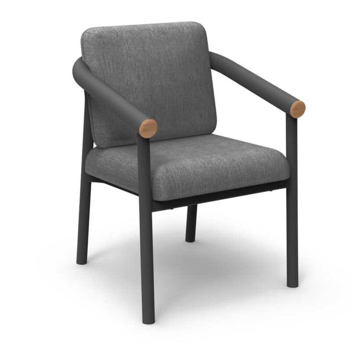 Трапезен стол, EUTOPIA, Кремав, Сив, Бежов, Текстил, 62х66х78см.