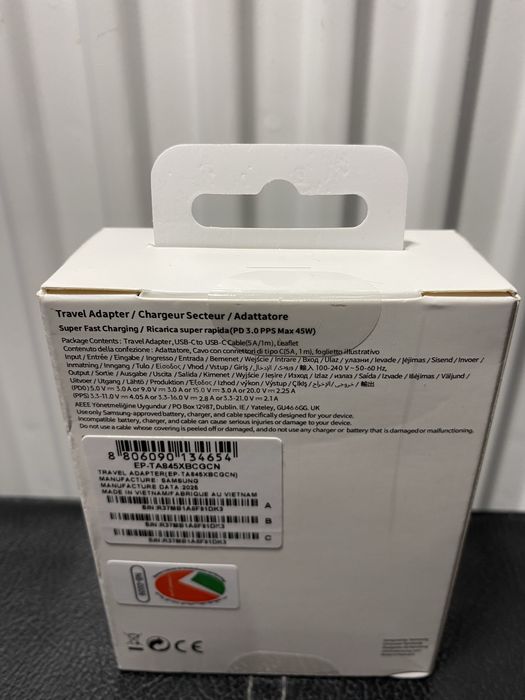 Încărcător Samsung 45W Super Fast Charging + cablu USB-C (nou, sigilat