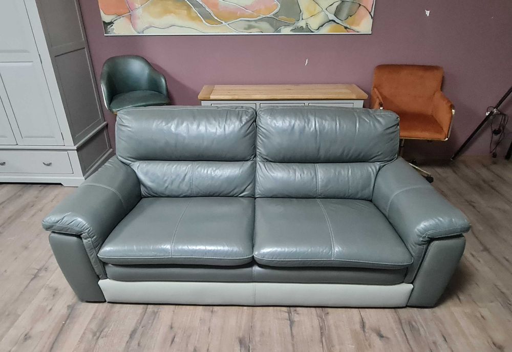 Сив кожен диван тройка