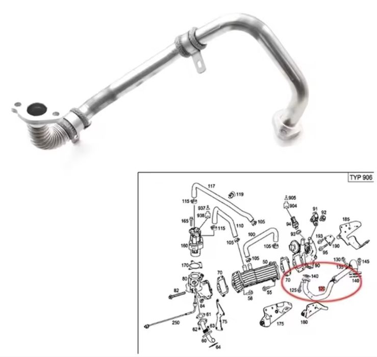 EGR тръба за Mercedes Sprinter OM642 3.0 V6 – НОВА