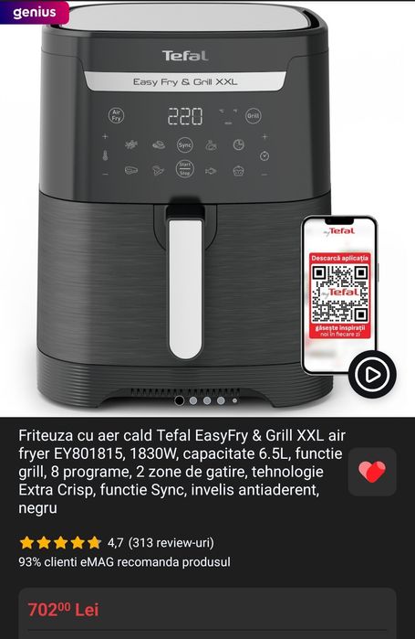 Friteuza Tefal  & Grill XXL air fryer NOU
