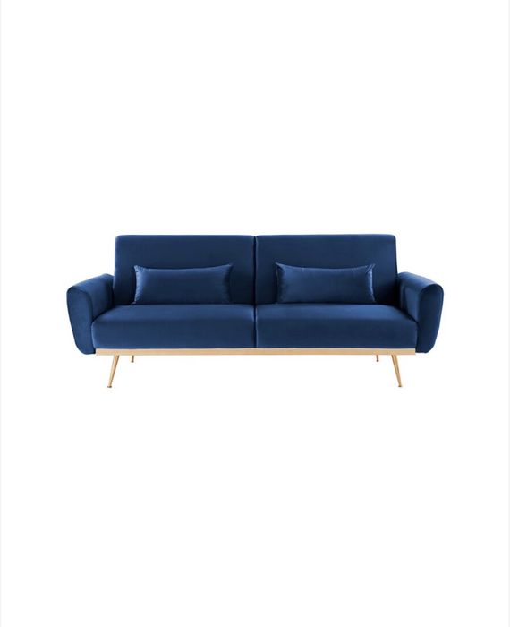 Canapea extensibila 3 locuri catifea Blue, 210x83x85 cm