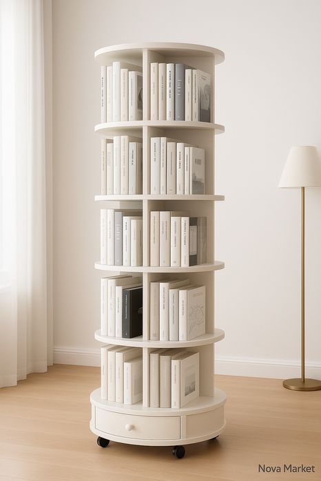 Поворотный книжный стеллаж 5-уровневый, 173×46×46 см