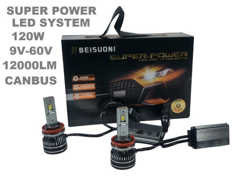 Лед крушки N9 за фарове НВ4/9006 ВИСОК клас CANBUS,Мощни /120W