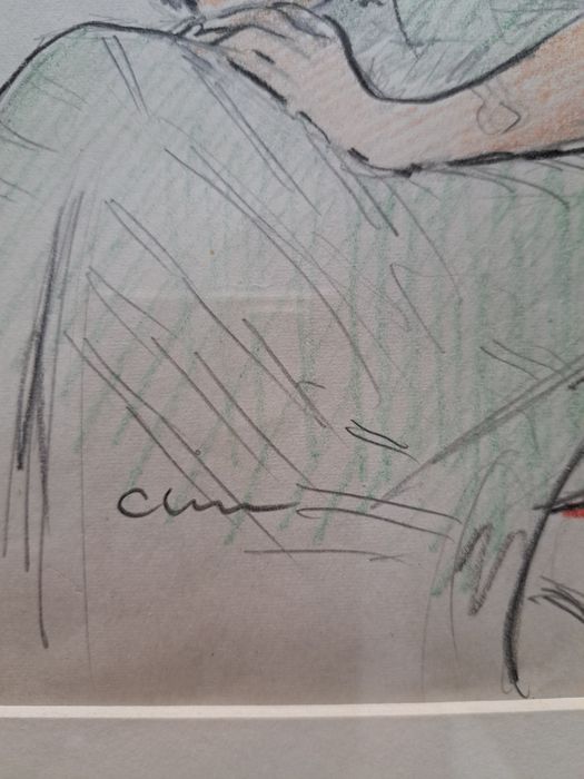 Pictură. Desen: "Personaje feminine" C.C.Constantinescu (1897 - 1967)