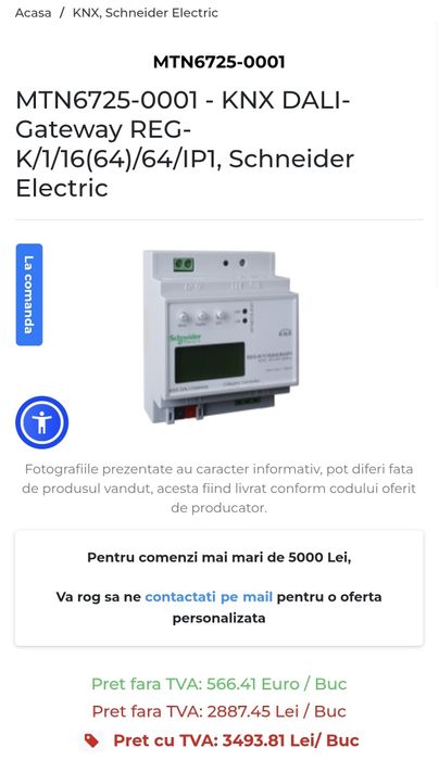 KNX DALI Gateway Schneider MTN6725-preț sub magazin-0001 – NOU, sigilat