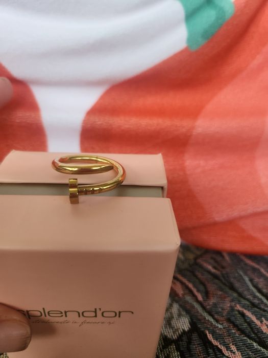 Set model CARTIER inel si bratara otel inoxidabil placat aur 18K