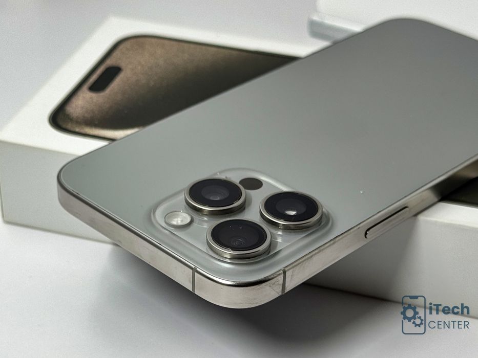 iPhone 15 Pro Max, 512GB, Natural Titanium, 100% батерия, ОТЛИЧЕН, 1г. ГАРАНЦИЯ!