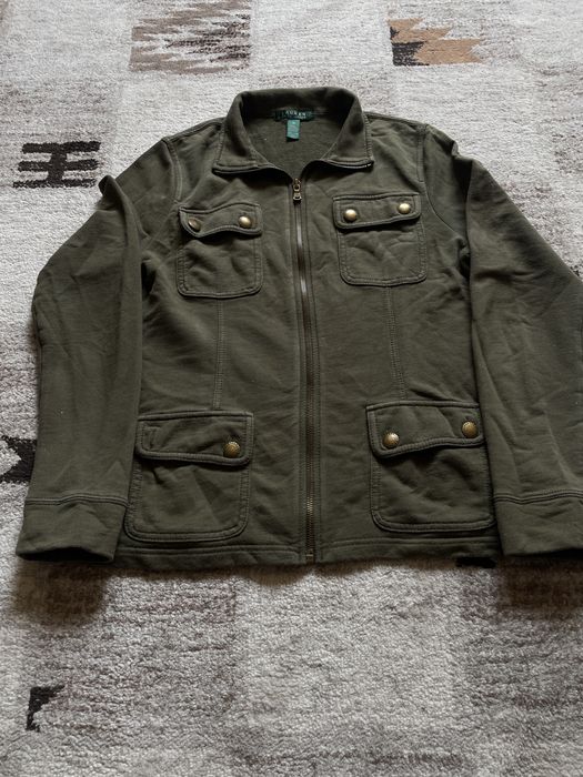 Jacheta Lauren Ralph Lauren originala marimea M bumbac verde kaki stil safari zip