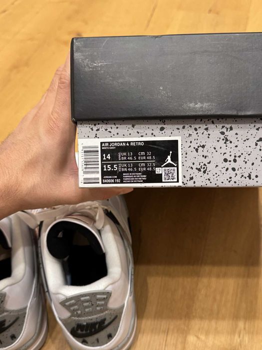 Jordan 4 Retro "White Cement" 48.5EUR Мъжки Кецове + Кутия