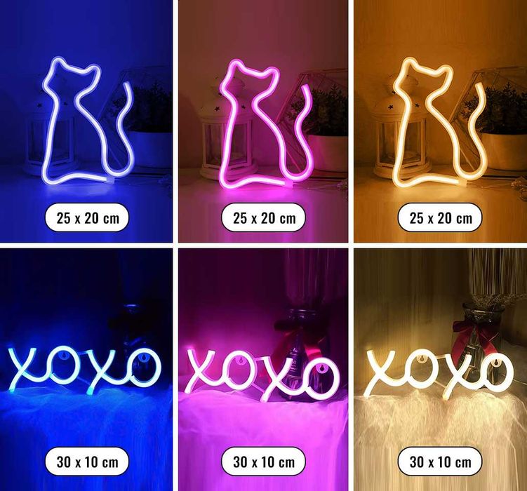 USB Неонови знаци + слот за БАТЕРИИ - 25 модела