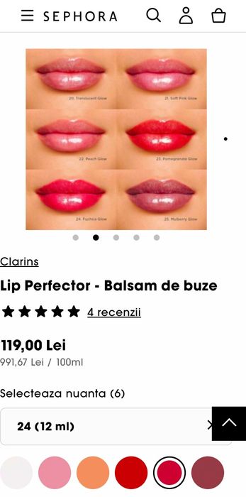 Clarins Lip Perfector lip gloss cu sclipici 24 Fuchsia Glow