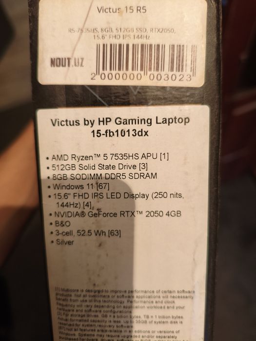Hp victus Ryzen 5 7535HS ddr5 8GB , rtx 2050