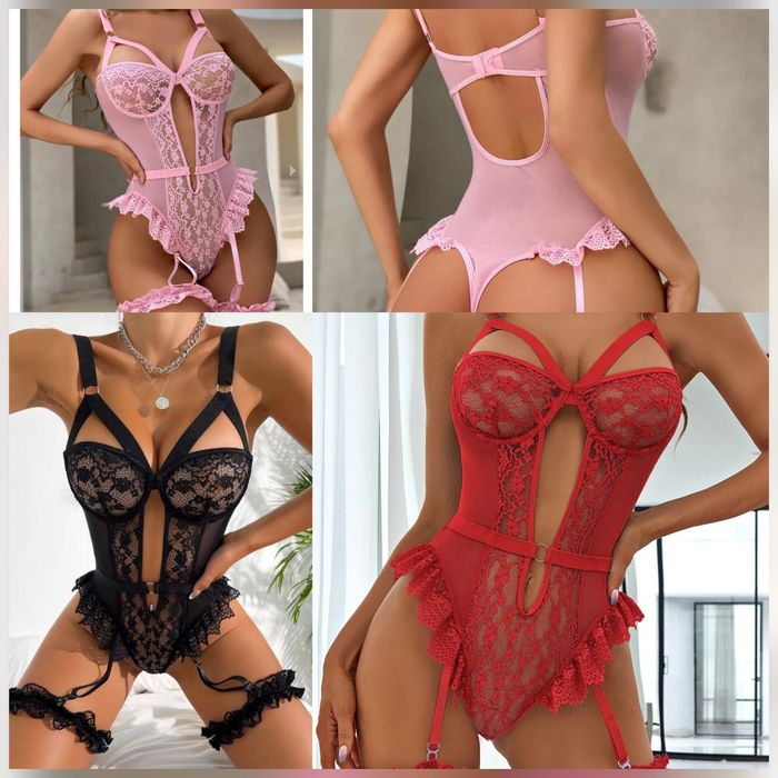 Луксозно Еротично дамско бельо Боди Черно/ Червено/ Розово/ Бяло