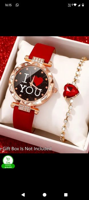 Ceas de culoare roșie cu brățară