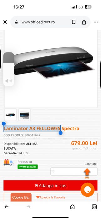 Laminator A3 FELLOWES