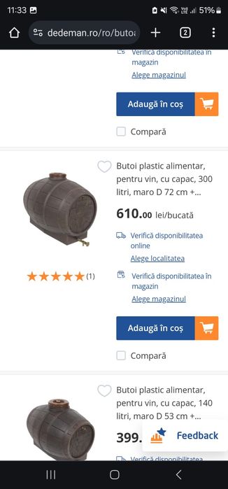 Butoaie pentru vin din plastic alimentar