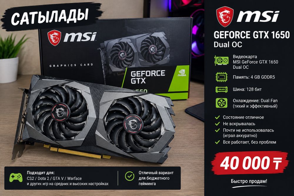 Видеокарта: Msi GTX 1650 4GB