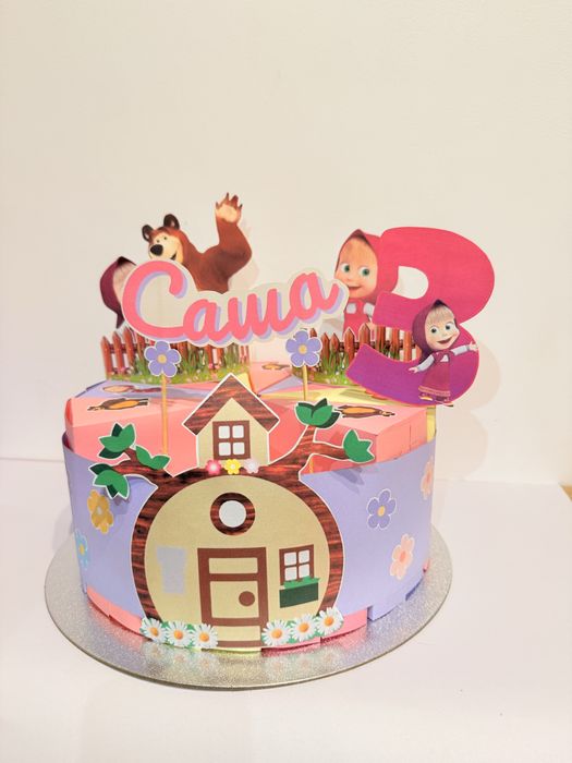 Маша и мечока хартиена торта за рожден ден и парти